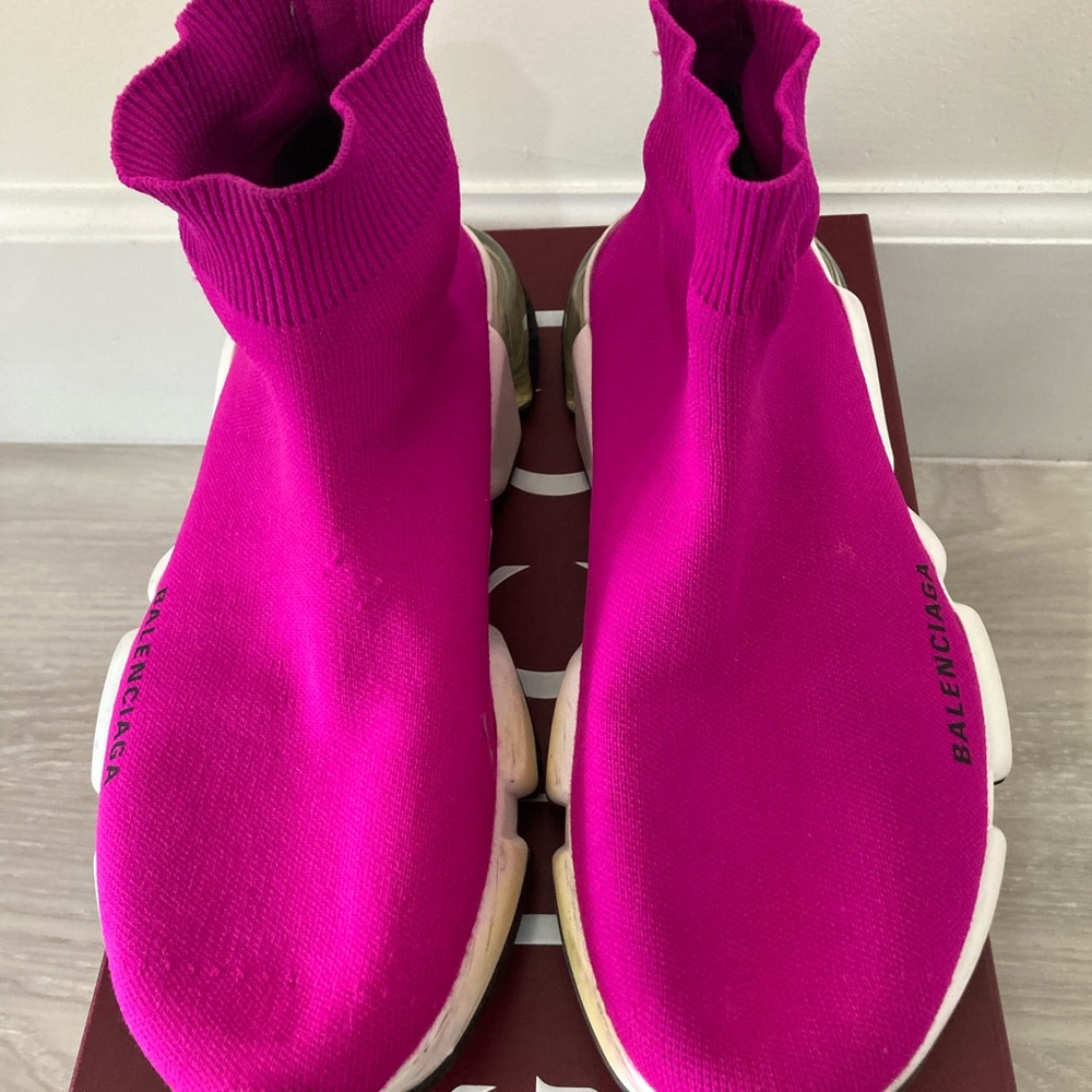 Balenciaga Women's Vibrant Pink Sock Sneakers